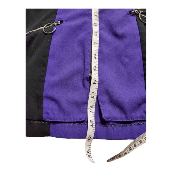 VTG G.S.L. Women's M Purple/Black Zippered Jacket Zip Pockets Shoulder Pads Rare - Picture 5 of 7